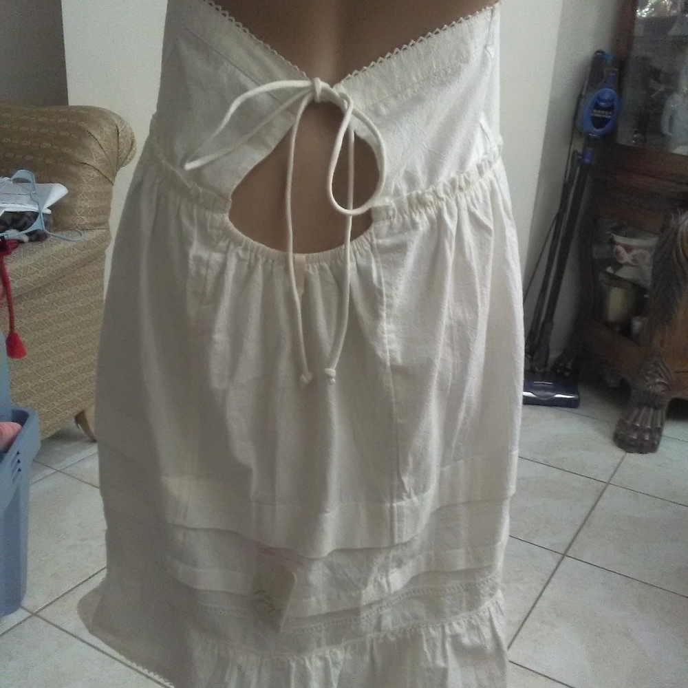 BNWOT FREE PEOPLE SEXY DRESS WHITE HALTER TOP W/ WIDE BOTTOM AMAZING BACK - Picture 8 of 10
